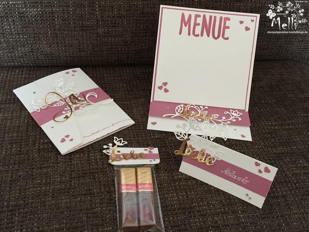 Stampin Up, Hochzeit, Einladung, Karten, Tischkarte, Menü, Mellis Stempelparadies, Zarte Pflaume (6)