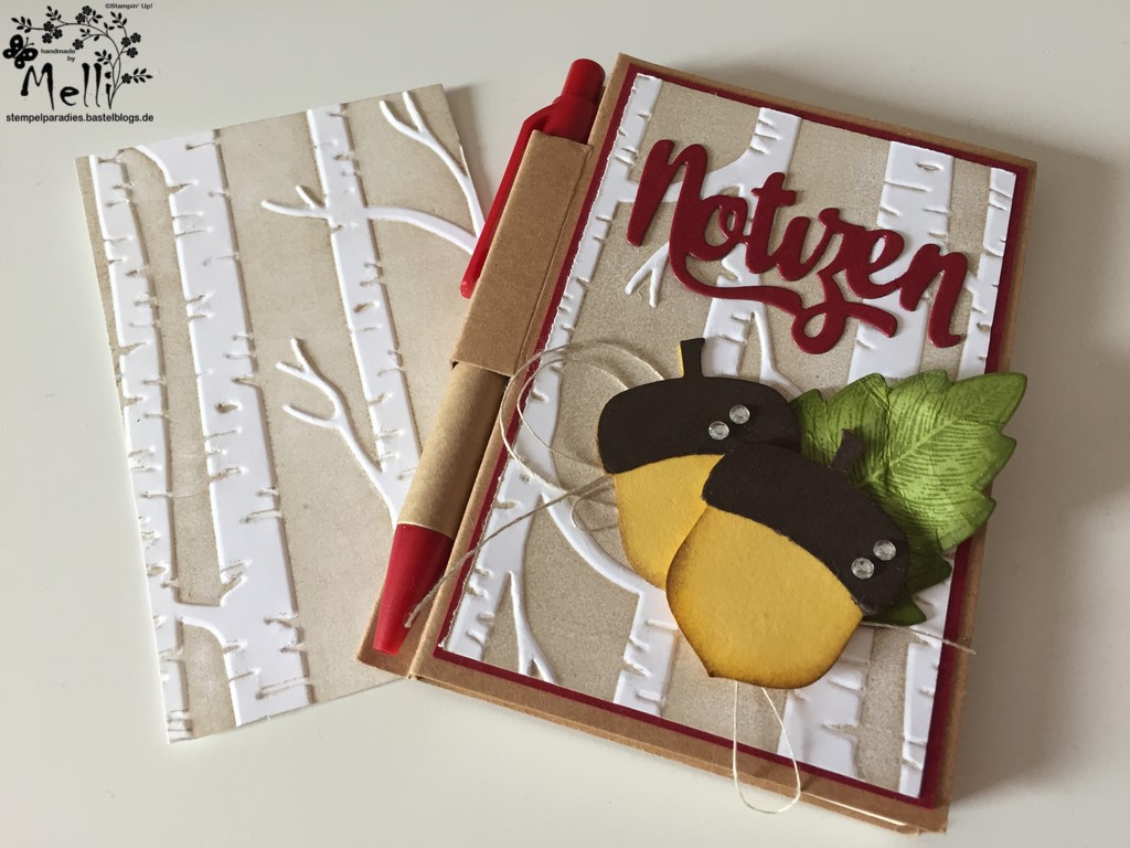 Stampin Up, Prägefolder Im Wald, Notizblock, Stanze Eichel (Kopie)