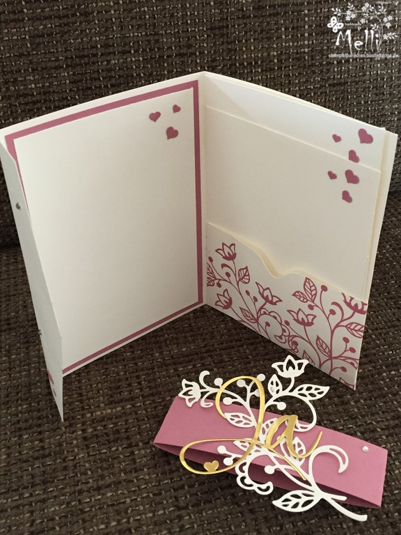 Stampin Up, Hochzeit, Einladung, Karten, Tischkarte, Menü, Mellis Stempelparadies, Zarte Pflaume (5)